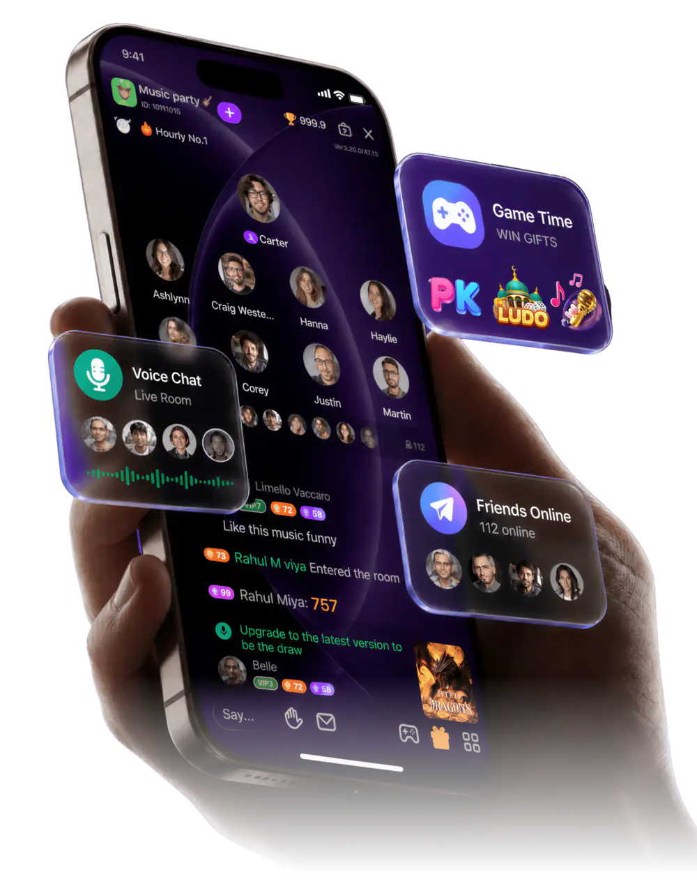 Xena voice chat app interface